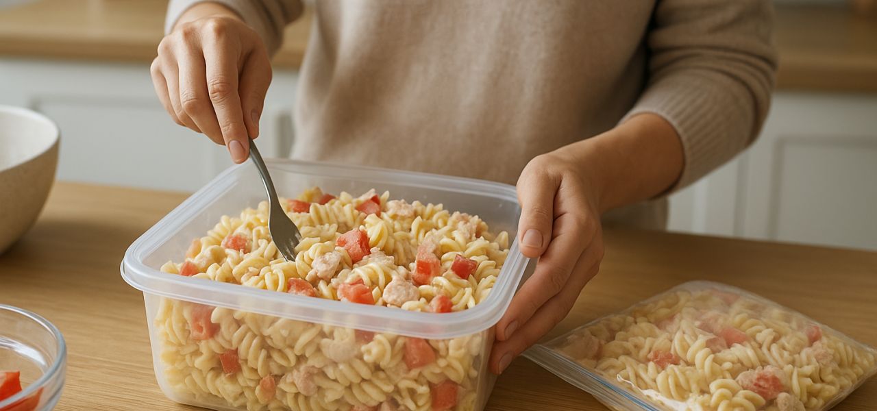 La congélation de la salade de pâte