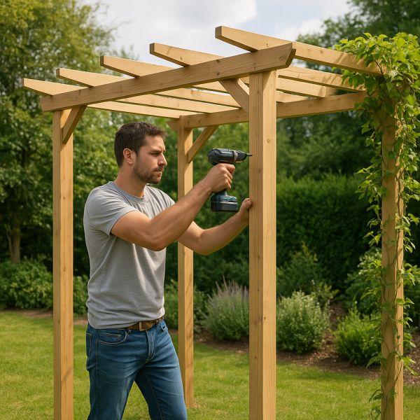Construction d'une pergola ou d'une tonnelle de jardin